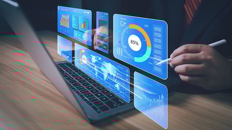 turvallisuuden ja kiinteistön dataa virtuaalisella näytöllä